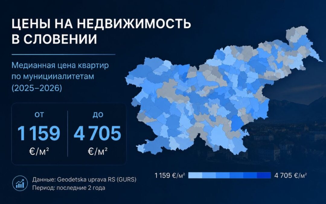 Где в Словении квадратный метр стоит 1 353 €, а где уже 4 537 €?